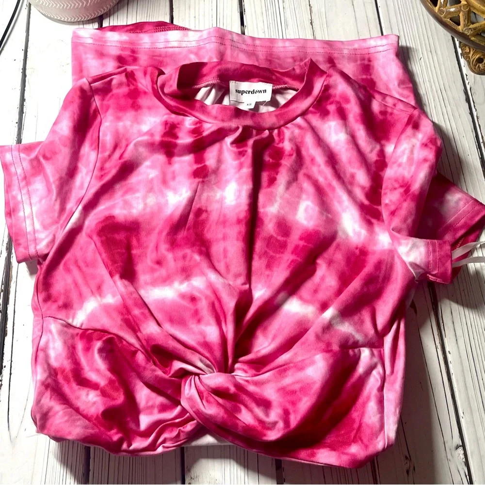 SOLD Superdown Maureen Jersey Pink Tie Dye Fashion Blog Fave Cut Out Bodycon - Picture 6 of 8